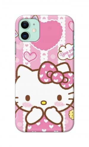 For Apple iPhone 11 Printed Mobile Case Back Cover Pouch (Hello Kitty Pink)