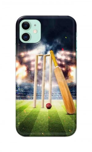 For Apple iPhone 11 Printed Mobile Case Back Cover Pouch (Cricket Bat Ball)