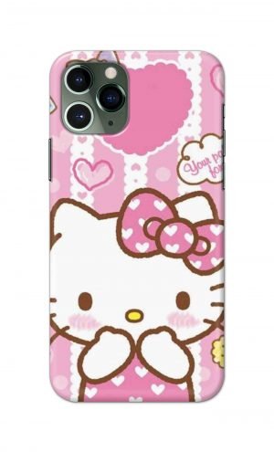 For Apple iPhone 11 Pro Printed Mobile Case Back Cover Pouch (Hello Kitty Pink)