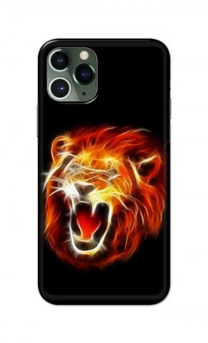 For Apple iPhone 11 Pro Printed Mobile Case Back Cover Pouch (Lion Fire)