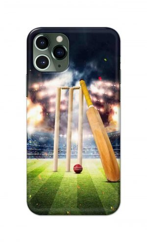 For Apple iPhone 11 Pro Printed Mobile Case Back Cover Pouch (Cricket Bat Ball)