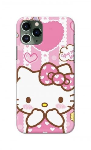 For Apple iPhone 11 Pro Max Printed Mobile Case Back Cover Pouch (Hello Kitty Pink)