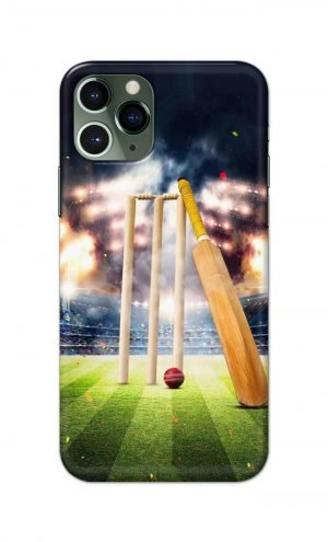 For Apple iPhone 11 Pro Max Printed Mobile Case Back Cover Pouch (Cricket Bat Ball)