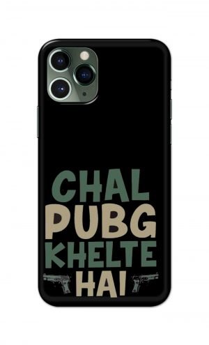 For Apple iPhone 11 Pro Max Printed Mobile Case Back Cover Pouch (Pubg Khelte Hain)