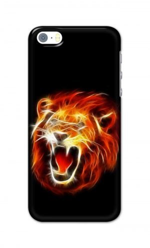 For Apple iPhone SE Printed Mobile Case Back Cover Pouch (Lion Fire)