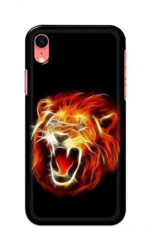 For Apple iPhone XR Printed Mobile Case Back Cover Pouch (Lion Fire)