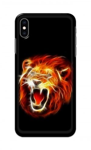 For Apple iPhone XS Max Printed Mobile Case Back Cover Pouch (Lion Fire)