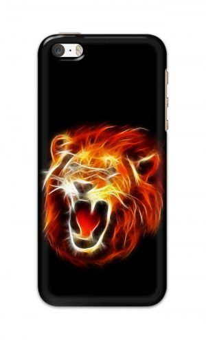 For Apple iPhone 5c Printed Mobile Case Back Cover Pouch (Lion Fire)