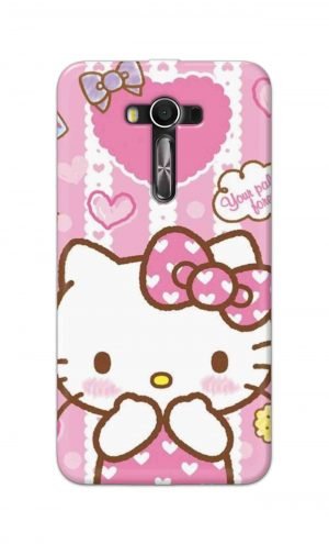 For Asus Zenfone 2 Laser ZE550KL Printed Mobile Case Back Cover Pouch (Hello Kitty Pink)