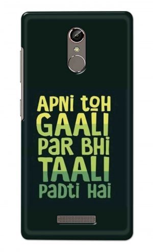 For Gionee S6S Printed Mobile Case Back Cover Pouch (Apni To Gaali Par Bhi)