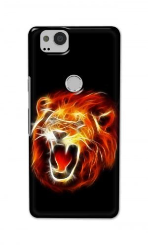 For Google Pixel 2 Printed Mobile Case Back Cover Pouch (Lion Fire)