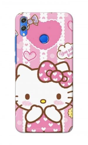 For Huawei Honor 8X Printed Mobile Case Back Cover Pouch (Hello Kitty Pink)