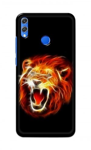 For Huawei Honor 8X Printed Mobile Case Back Cover Pouch (Lion Fire)
