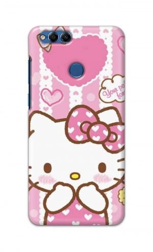 For Huawei Honor 7X Printed Mobile Case Back Cover Pouch (Hello Kitty Pink)