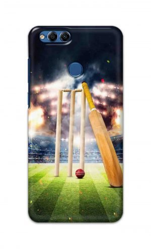 For Huawei Honor 7X Printed Mobile Case Back Cover Pouch (Cricket Bat Ball)
