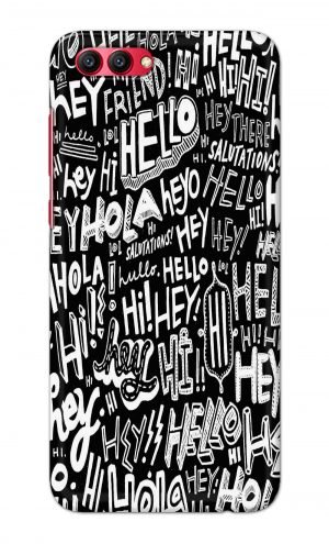 For Huawei Honor V10 Printed Mobile Case Back Cover Pouch (Black And White Graffiti)