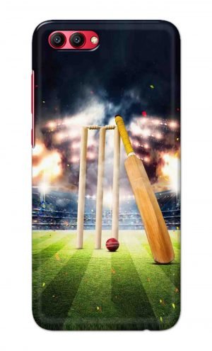For Huawei Honor V10 Printed Mobile Case Back Cover Pouch (Cricket Bat Ball)