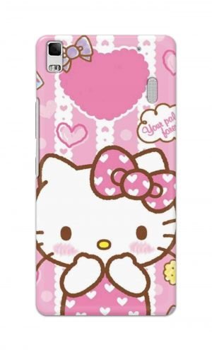 For Lenovo A7000 Printed Mobile Case Back Cover Pouch (Hello Kitty Pink)