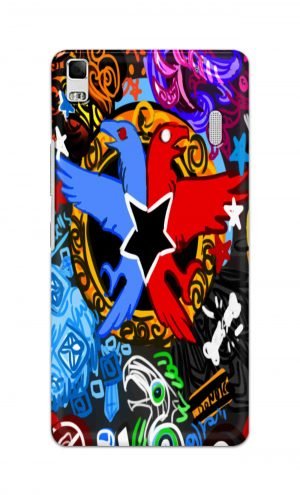 For Lenovo A7000 Printed Mobile Case Back Cover Pouch (Colorful Eagle)