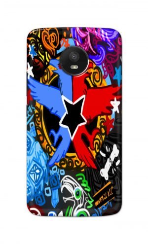 For Motorola Moto E4 Plus Printed Mobile Case Back Cover Pouch (Colorful Eagle)