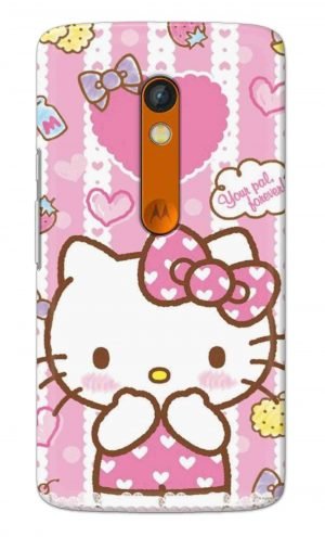 For Motorola Moto X Play Printed Mobile Case Back Cover Pouch (Hello Kitty Pink)