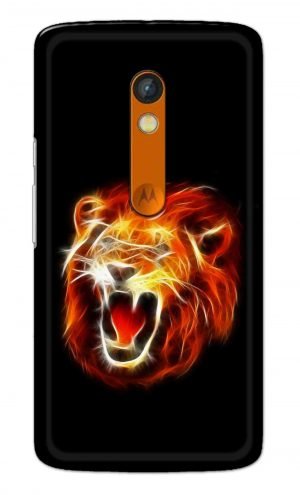 For Motorola Moto X Play Printed Mobile Case Back Cover Pouch (Lion Fire)