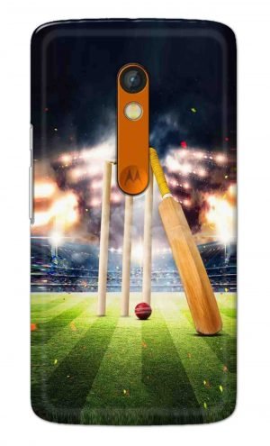 For Motorola Moto X Play Printed Mobile Case Back Cover Pouch (Cricket Bat Ball)