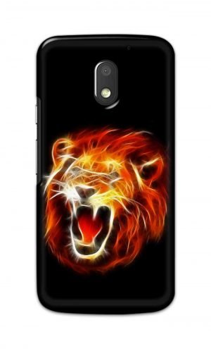 For Motorola Moto E3 Power Printed Mobile Case Back Cover Pouch (Lion Fire)