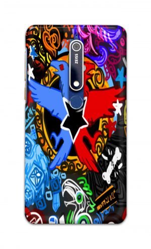 For Nokia 6.1 Printed Mobile Case Back Cover Pouch (Colorful Eagle)