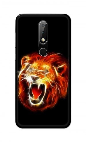 For Nokia 6.1 Plus Printed Mobile Case Back Cover Pouch (Lion Fire)