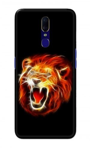 For OPPO F11 Printed Mobile Case Back Cover Pouch (Lion Fire)