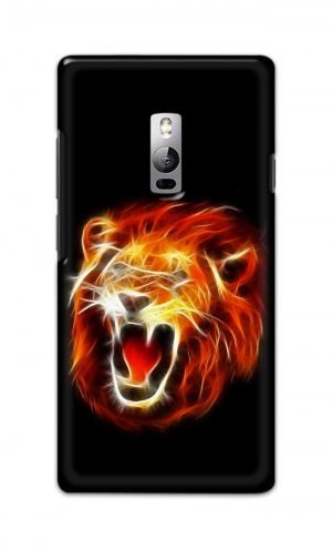 For OnePlus Two Printed Mobile Case Back Cover Pouch (Lion Fire)
