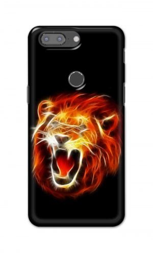 For OnePlus 5t Printed Mobile Case Back Cover Pouch (Lion Fire)