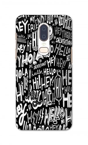 For OnePlus Six Printed Mobile Case Back Cover Pouch (Black And White Graffiti)