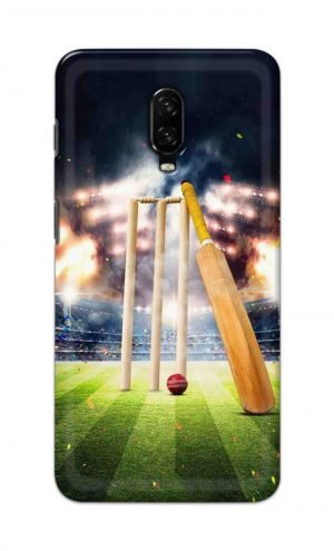 For OnePlus 6t Printed Mobile Case Back Cover Pouch (Cricket Bat Ball)