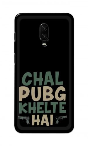 For OnePlus 6t Printed Mobile Case Back Cover Pouch (Pubg Khelte Hain)