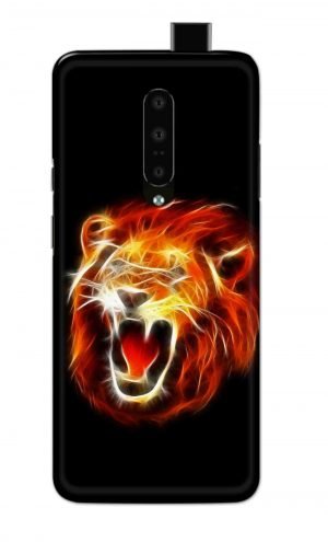 For OnePlus 7 Pro Printed Mobile Case Back Cover Pouch (Lion Fire)