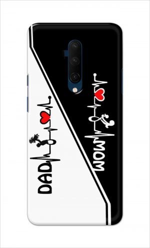 For OnePlus 7t Pro Printed Mobile Case Back Cover Pouch (Mom Dad)