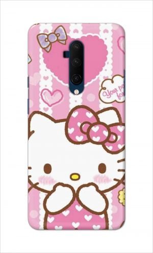 For OnePlus 7t Pro Printed Mobile Case Back Cover Pouch (Hello Kitty Pink)