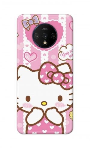 For OnePlus 7t Printed Mobile Case Back Cover Pouch (Hello Kitty Pink)