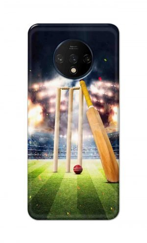 For OnePlus 7t Printed Mobile Case Back Cover Pouch (Cricket Bat Ball)