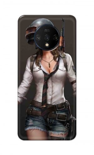 For OnePlus 7t Printed Mobile Case Back Cover Pouch (Pubg Girl)