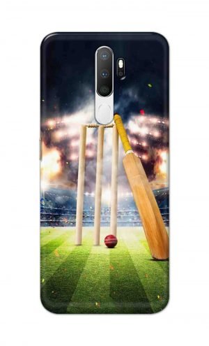 For Oppo A5 2020 / A9 2020 Printed Mobile Case Back Cover Pouch (Cricket Bat Ball)