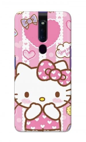 For Oppo F11 Pro Printed Mobile Case Back Cover Pouch (Hello Kitty Pink)