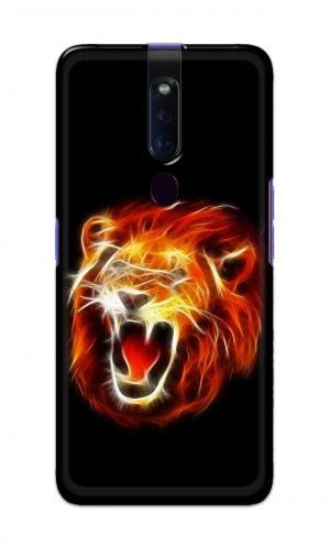 For Oppo F11 Pro Printed Mobile Case Back Cover Pouch (Lion Fire)