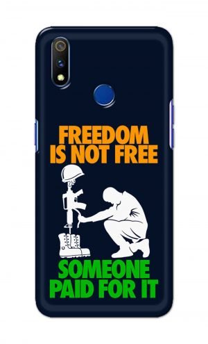 For Realme 3i Printed Mobile Case Back Cover Pouch (Freedom Is Not Free)