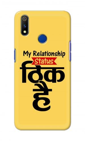 For Realme 3i Printed Mobile Case Back Cover Pouch (My Relationship Status)
