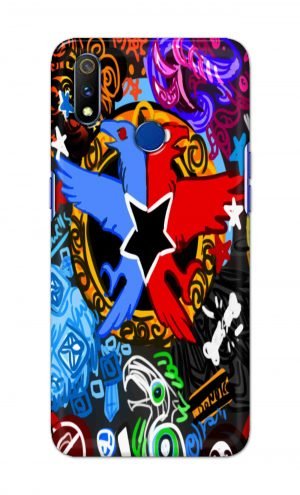 For Realme 3i Printed Mobile Case Back Cover Pouch (Colorful Eagle)