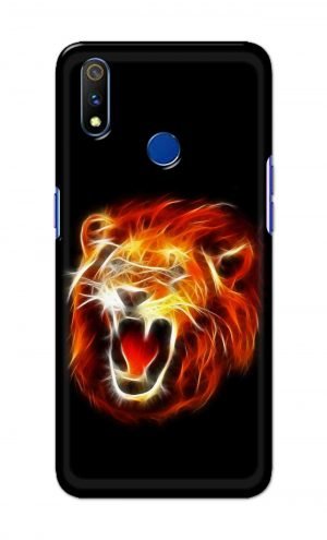 For Realme 3i Printed Mobile Case Back Cover Pouch (Lion Fire)