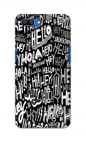 For Realme C1 Printed Mobile Case Back Cover Pouch (Black And White Graffiti)